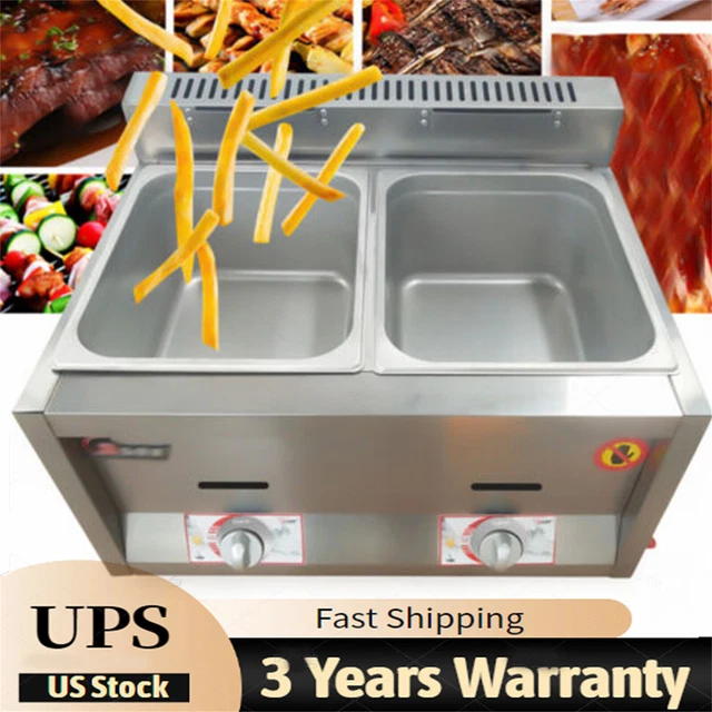 Countertop 12L Commercial Gas Fryer 2 Pan Propane LPG Deep Fryer Stainless Steel