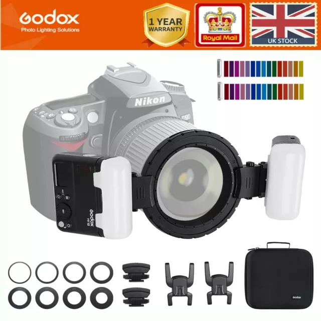 Godox MF12 MF12-K2 12W macro flash 2.4G control inalámbrico modo TTL/M para réflex digital Reino Unido