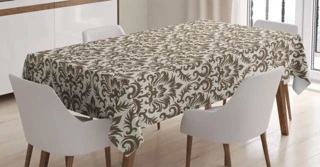 Ambesonne Damask Pattern Tablecloth Table Cover for Dining Room Kitchen