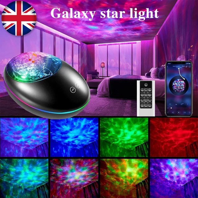 LED Galaxy Star Projector Music Night Light USB Starry Ocean Wave Remote Xmas UK