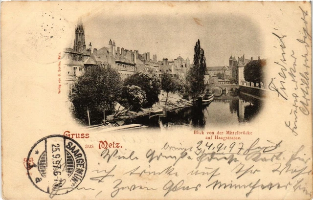 CPA AK Gruss aus METZ - Blick von der Mittelbrucke auf Haugstrasse (455094)