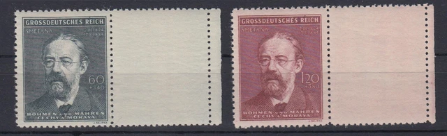 Böhmen + Mähren 138-139 mit Leerfeld rechts F. Smetana 60 H + 120 H postfrisch