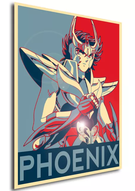 Saint Seiya Poster Phoenix Ikki Two Color Background Close Up