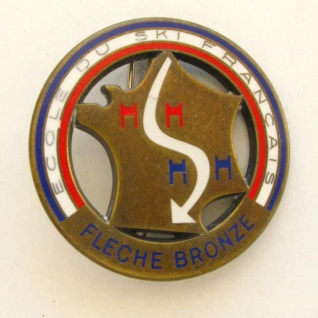 Insigne, broche médaille ski ESF  Flèche bronze  modèle 1977 à 1982 - Collection