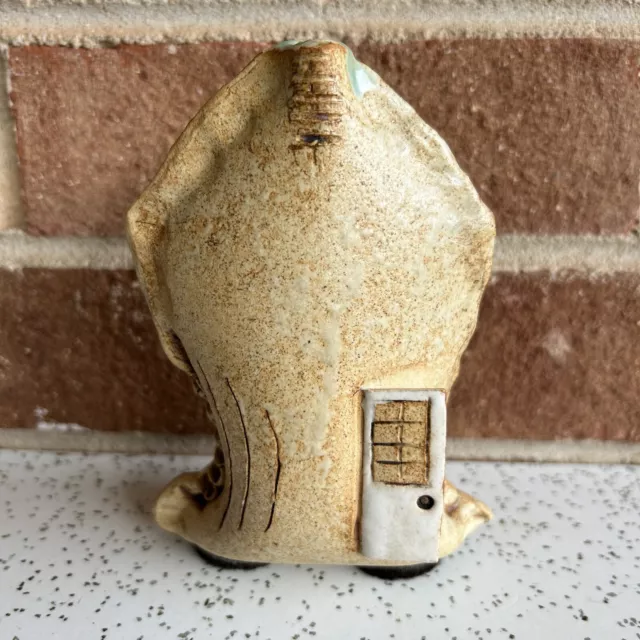 Hand Crafted One-of-a-Kind Stoneware Bud Vase w/  Door Tiny House Ikebana Signed