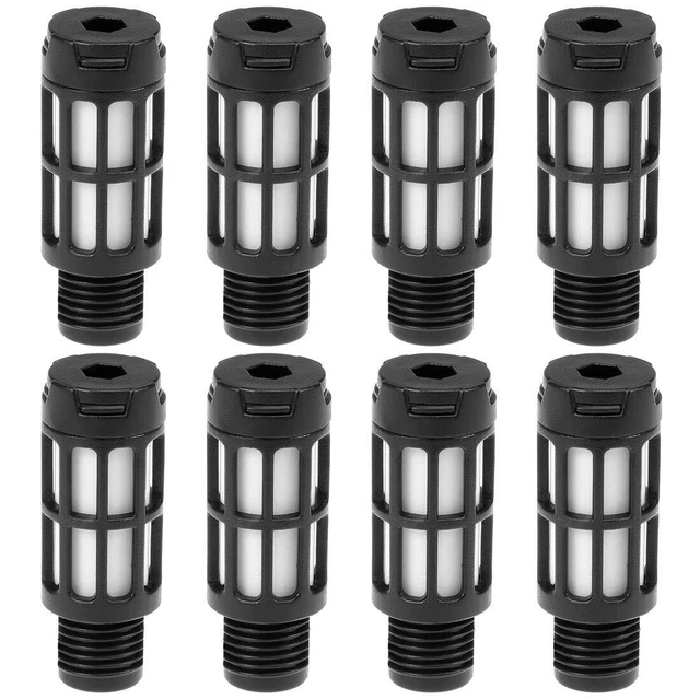 Plastic Pneumatic Muffler Exhaust Air Line Silencer 1/4 PT Black, 8pcs