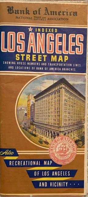 1940S BANK OF America Los Angeles Street Map (T1) £40.00 - PicClick UK