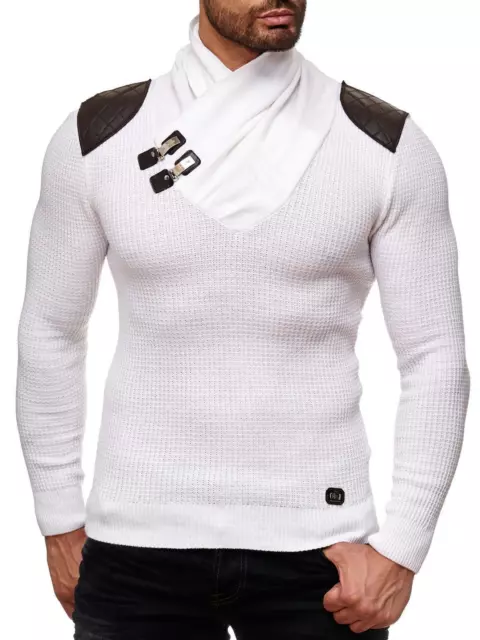 Redbridge Pullover Uomo Lavorato a Maglia Con collo Scialle Sweater Bianco