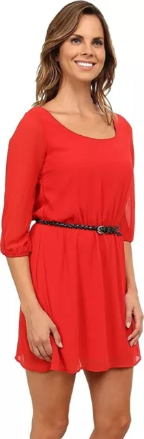 Gabriella Rocha 241326 Womens Sunday Belted Mini Dress Poppy Red Size X-Small