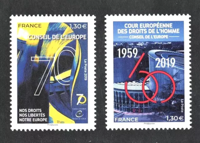 FRANCE 2019 Timbres de Service 174 + 175 CONSEIL de l'EUROPE NEUFS**LUXE MNH