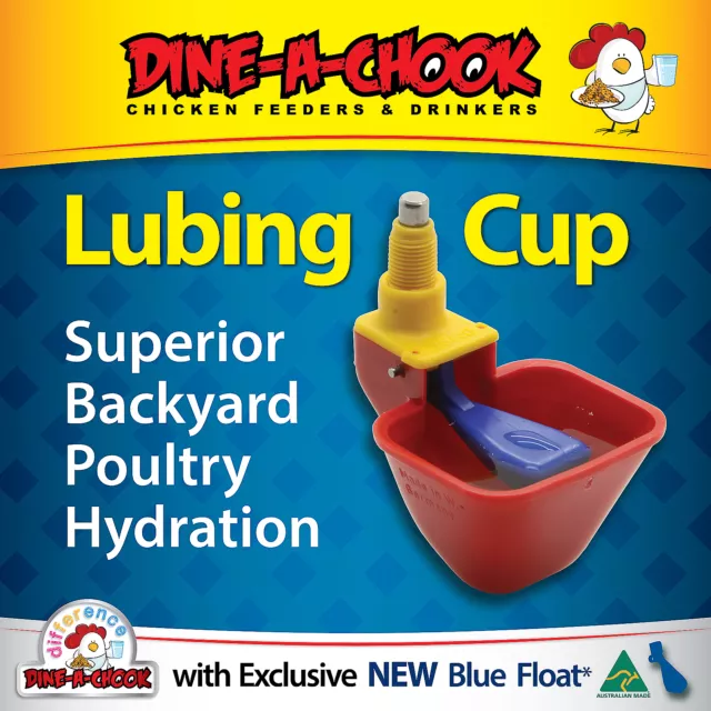 Dine a Chook - Lubing-Drinker-Cup-Poultry-Chicken-Waterer-Nipple-Drinker BLUE