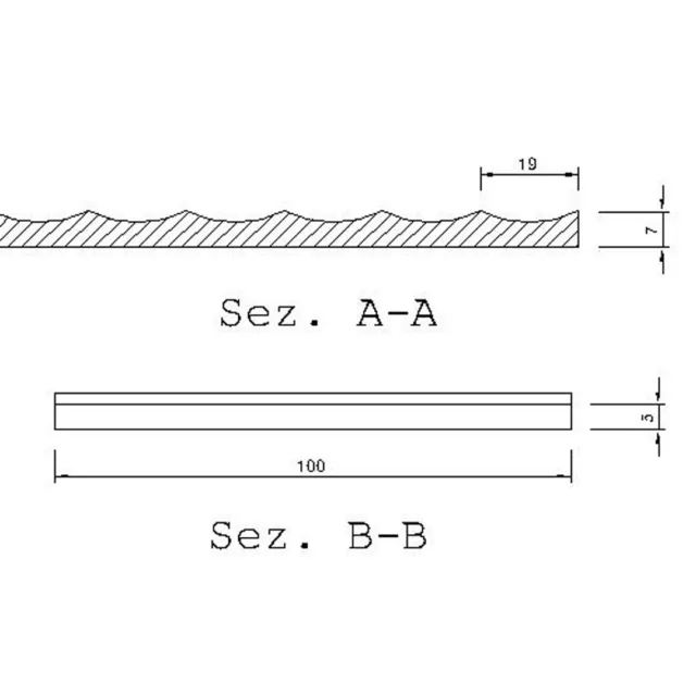 Wellenleiste 100 x 7  mm, Buche roh Länge 2440 mm (2 Stück) 2