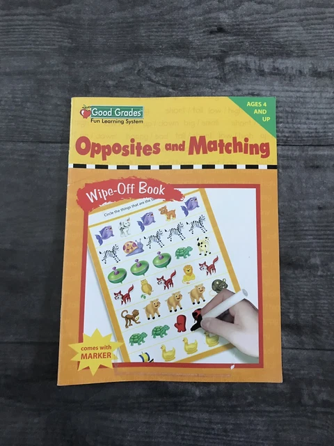 Good Grades Wipe Off Activity Book Opposites Matching Dry Erase
