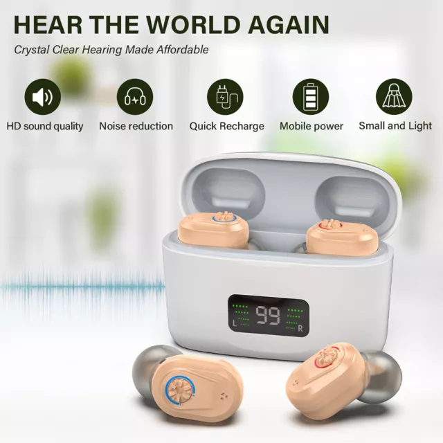 1Pair Mini Digital Hearing Aids Invisible Ear Adjustable Voice Sound Amplifier