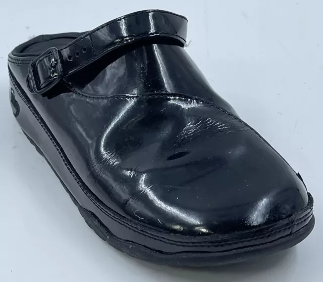 FitFlop Gogh Pro Mule Women's Sz 5 M Black Patent Leather Slide On Shoes