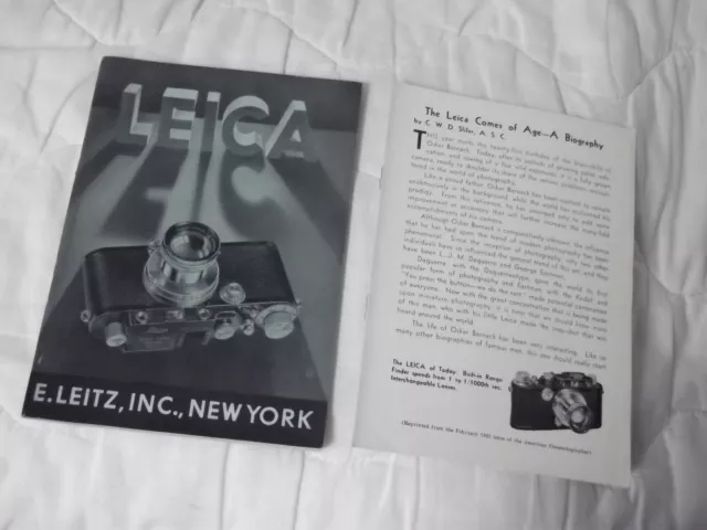 1935 Leica Camera, Lenses, Accessories Catalog with Leica Biography Booklet
