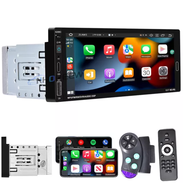 6.86" Autoradio Single 1Din Touchscreen Apple Carplay Android Auto Bluetooth FM