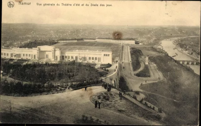 Postkarte AK Feldpost Belgien sw Namur Vue generale du Theatre gelaufen 1917