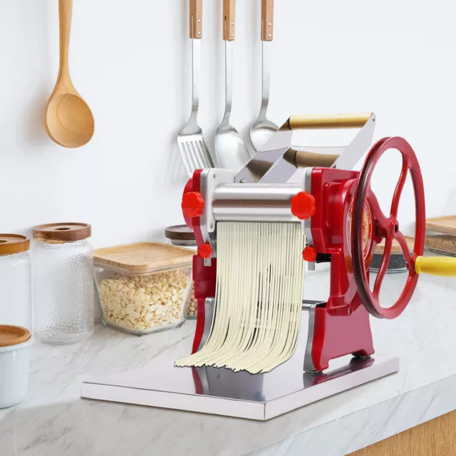 Commercial Manual Dough Roller Sheeter Noodle Pasta Dumpling Maker Machine Red