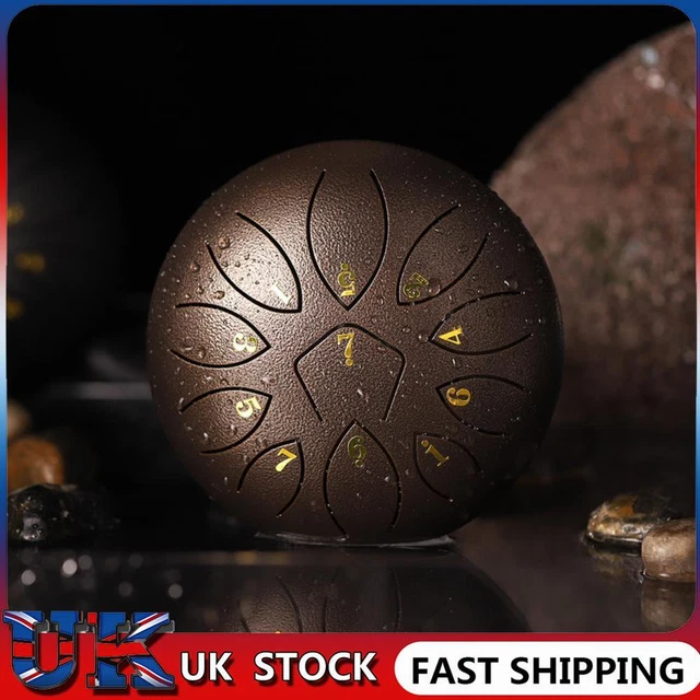 ❀ 6 Inch 11-Note Tongue Drum with Drumsticks Hand Pan Ethereal Drums (Bronze)