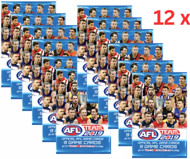 12 x 2019 AFL TEAMCOACH FOOTY PACKS 90 TRADING CARDS TEAM COACH