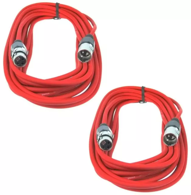 2x 10 m cable de micrófono 3 poles rojo XLR macho a hembra cable de micrófono DMX PACCS OFC