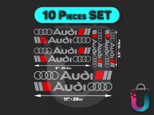 Audi S S-line decal 8 pcs. Set (black - red)