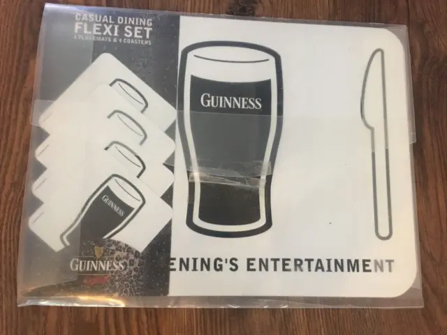 Guinness Casual Dining Flexi Set -  4 Placemats & Coasters Unused Still Boxed