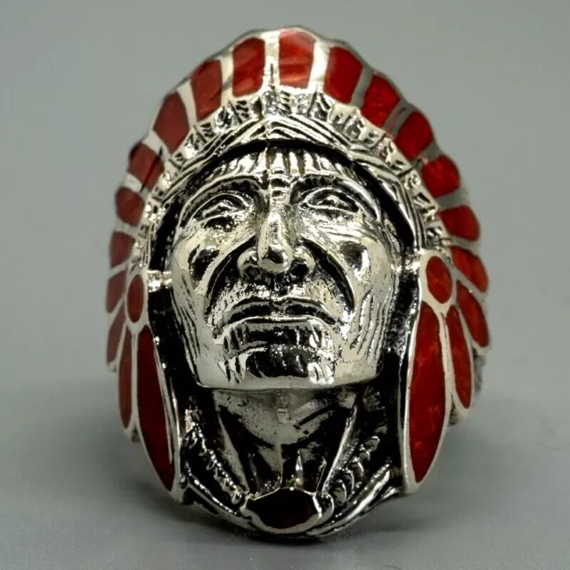 Native American Indian Chief Exeter Chiefs Rugby 925 silver Ring Size T-Z5