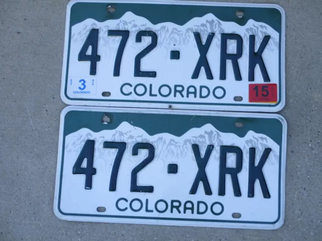 2015 COLORADO License Plate Pair!  472 XRK