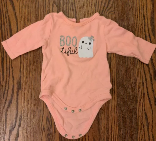 Rene Rofe Baby Girl 3-6 Months Halloween Romper One piece Outfit Pink Boo Ghost