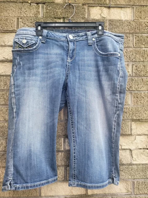 VIGOSS Capri Cropped Denim Blue Jeans Women's Size 16 (36x15) Flap Pockets