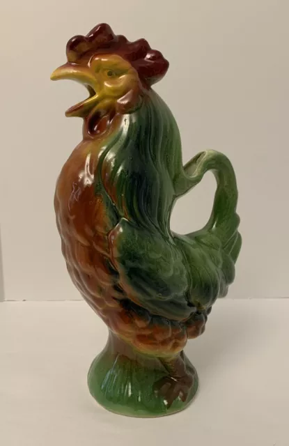 Saint Clément Vintage French Barbotine Majolica Gallic Rooster Absinthe Pitcher