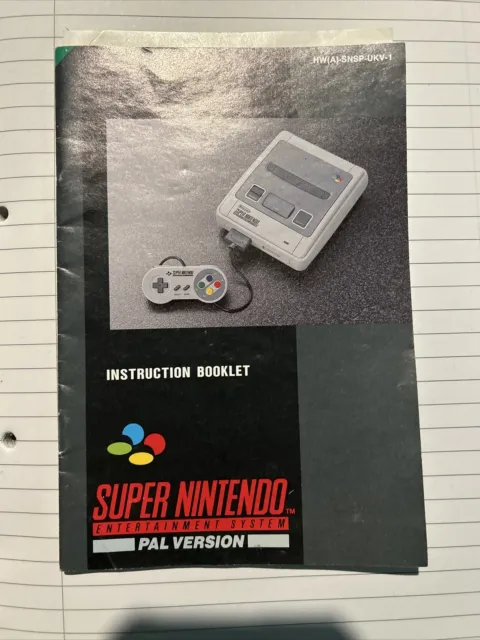 Super Nintendo SNES Console Manual Instruction Booklet