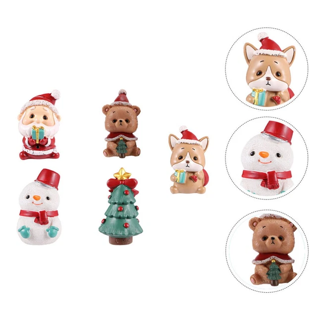 5 piezas adornos resina figuras de Navidad decoraciones para sala de casa