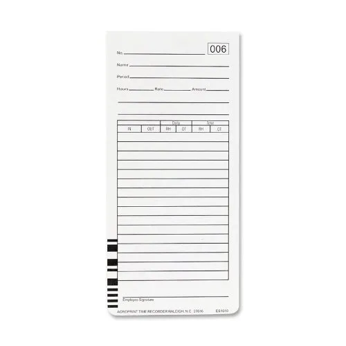 Acroprint Totalizing Payroll Recorder Time Card - 100 / Pack (ACP099111000)