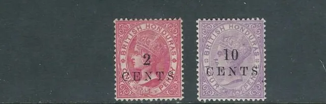 Britisch Honduras 1888 Qv Portrait mit Zudruck Ovpts (Scott 22-23 Wmk Cwn / Ca )