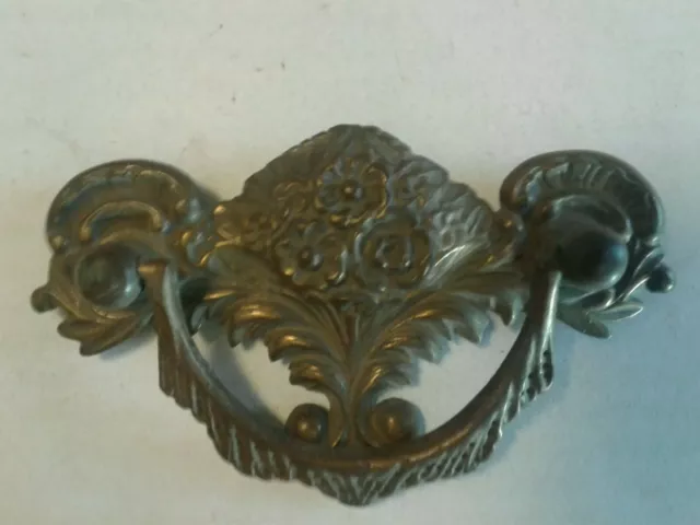 Antique / Vintage Drop Bail Pull Drawer Dresser Hardware Ornate Backplate