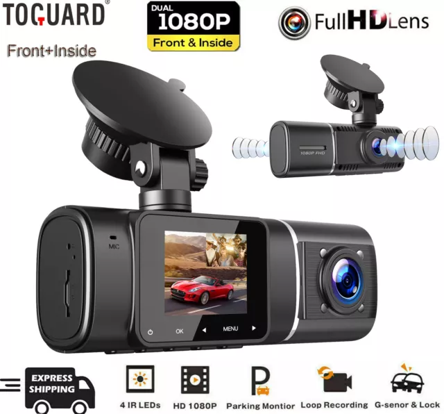 TOGUARD Uber Dual Dash Cam FHD 1080P Front Cabin Car Dash Camera IR Night Vision