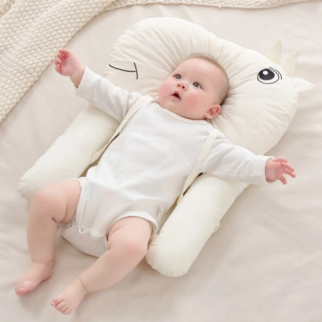 Baby Toddler Pillow with Cotton Pillowcase Infant Soft Thin Neck Pillow