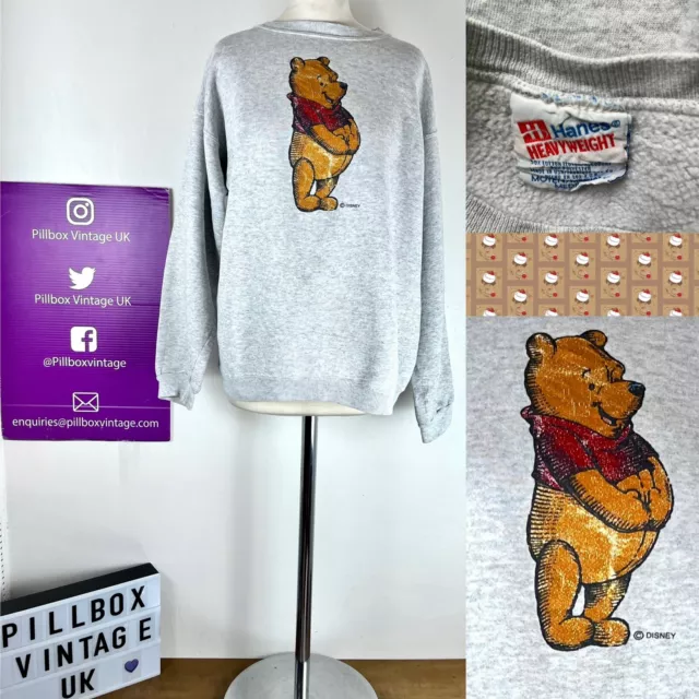 Disney Ladies Sweatshirt Winnie The Pooh Sketch Jumper Top Grey S-XL  Official