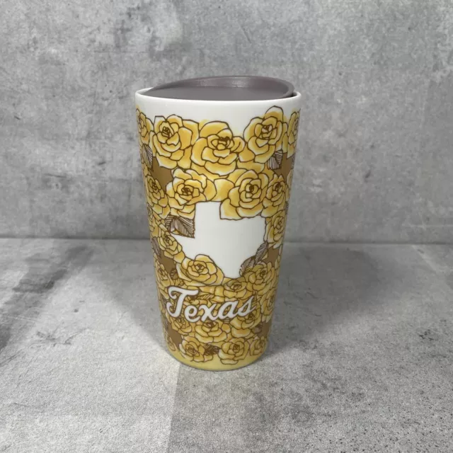 Starbucks Yellow Rose of Texas Ceramic 12oz Travel Tumbler