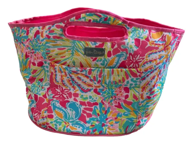 Lilly Pulitzer Insulated Beverage Ice Bucket Cooler Tote Beach Bag Pink Interior