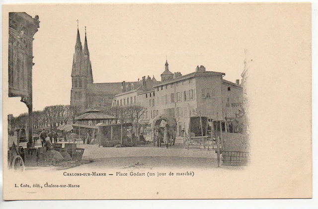 CHALONS SUR MARNE - Marne - CPA 51 - Marchés - place Godart - jour de Marché 6