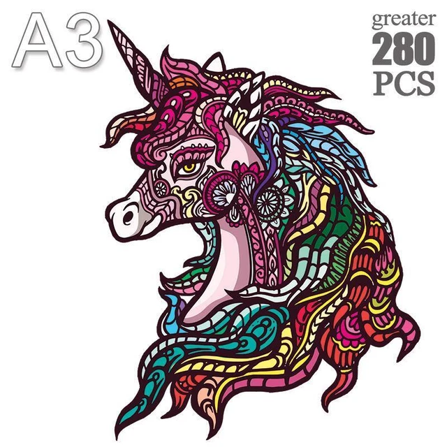 Unicorn Shape Jigsaw Puzzle Adults Kids Birthday Gifts Toys Educational Games 9