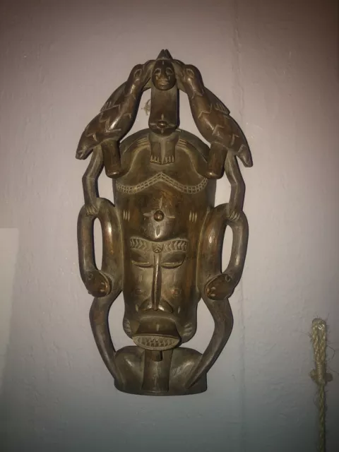 Senufo Kpelie Mask Cote D'Ivoire African Art Face mask 20th Century carved Wood