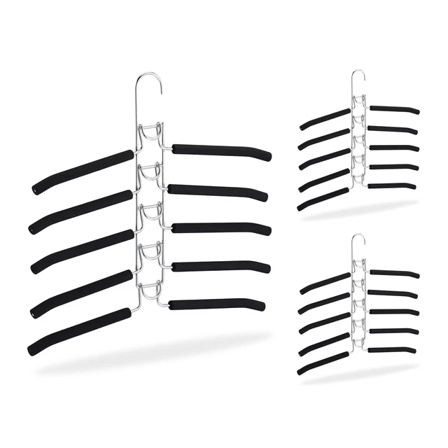 MAWA Cintres Gain De Place - Lot De 10, Noir, Revêtement Antidérapant