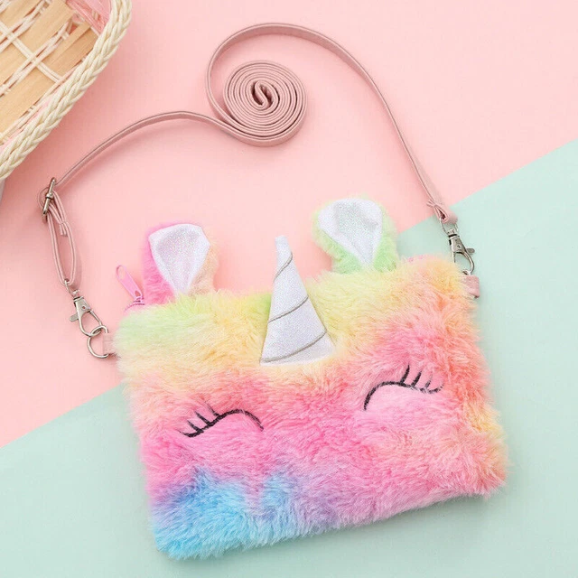 Cartoon Cute Plush Unicorn Shoulder Bag Coin Purse Wallet Children Crossbody Bag