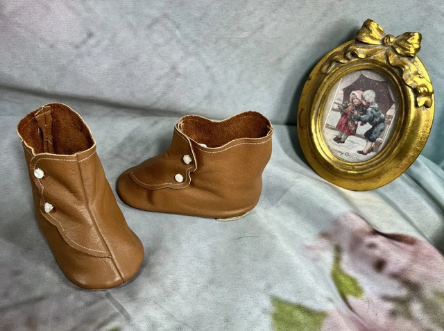 Bottes en cuir pour poupée ancienne Kestner Jumeau Bru 3-1/2