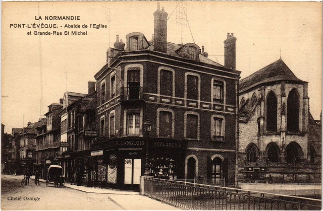 CPA PONT-l'EVEQUE Apside de l'EGlise et Grande-Rue Saint-Michel (1258176)